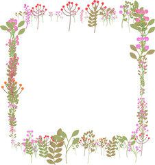 Spring and summer Background arrangements with small flower. Botanical illustration minimal style