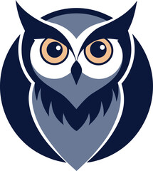 Obraz premium Wise Owl Logo: An illustrative representation of an owl, designed with clean lines and a balanced color palette of navy and light blue, embodying wisdom and knowledge. 