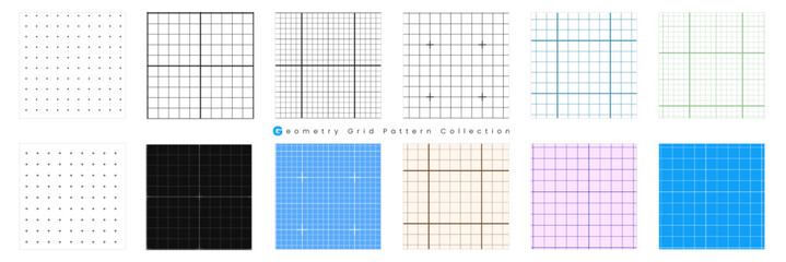 architecture geometric grid pattern collection, vector illustration