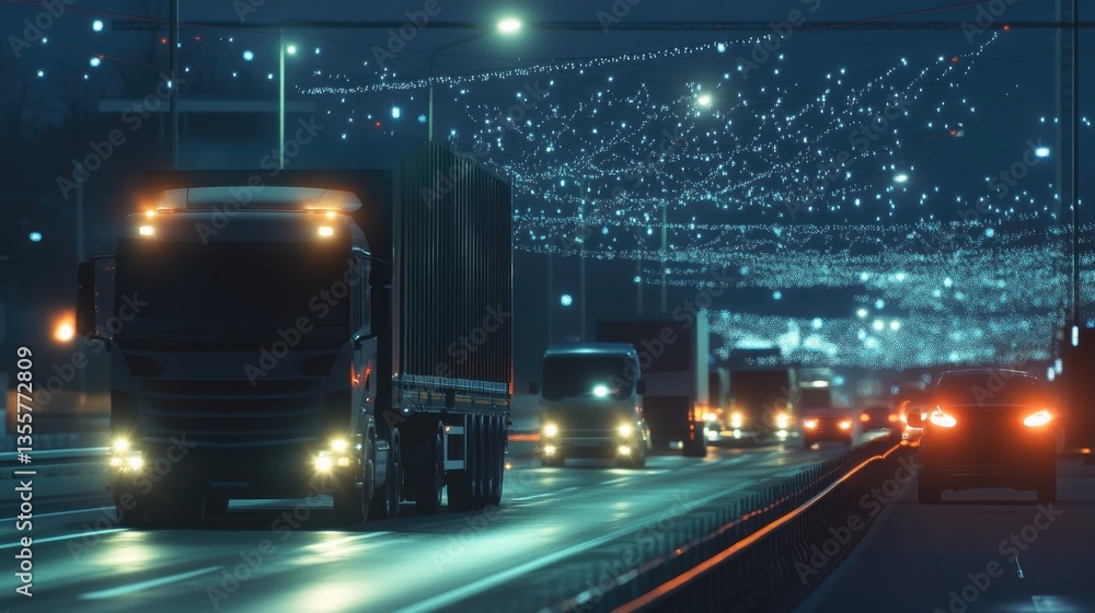 Poster traffic under a digital network overlay, demonstrating the efficiency of a modern fleet management s