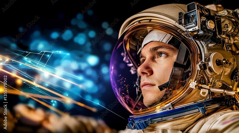 Poster astronaut in space exploring the cosmos futuristic technology high resolution image