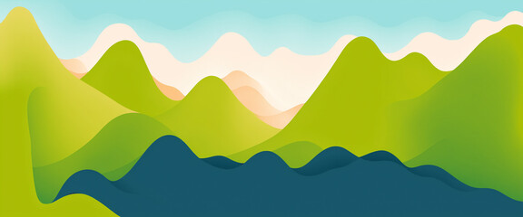 abstract mountain range landscape, geometric shapes, stylized