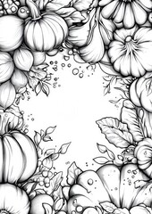 Detailed botanical illustration of autumn harvest