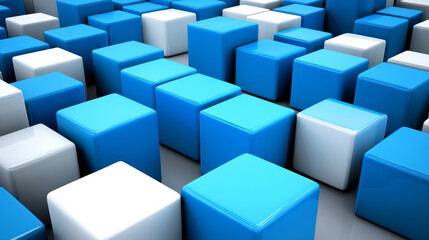 Blue and white cubes arranged in pattern
