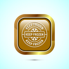 Keep frozen icon design illustration, Frozen product badge label sign, Gold color square button design