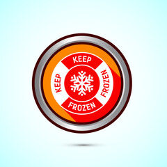 Keep frozen icon design illustration, Frozen product badge label sign, Orange color shadow button design