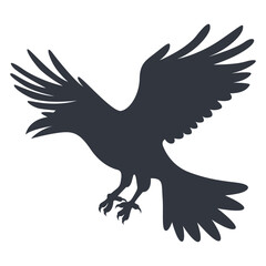 Silhouette of Halloween Raven. Vector Illustration Isolated on White Background.