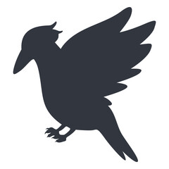 Silhouette of Halloween Raven. Vector Illustration Isolated on White Background.