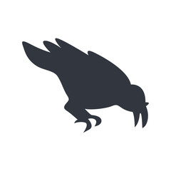 Silhouette of Halloween Raven. Vector Illustration Isolated on White Background.