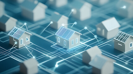 Smart home technology integration urban environment digital illustration connectivity futuristic concept