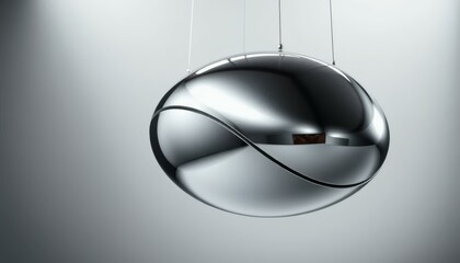 Modern Chrome Sphere Pendant Light Hanging Down From a Smooth Gradient Background