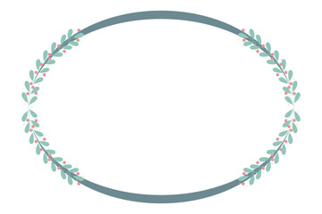 Naklejka premium Oval Wreath Frame With Green Leaf Decoration