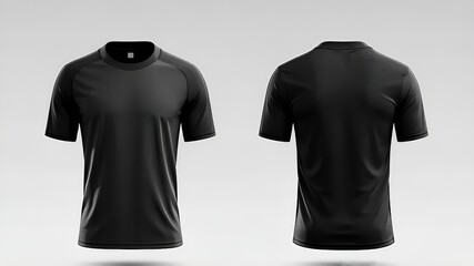 Plain black sports t-shirt template with striped pattern, soccer jersey Front and back view of uniform on white background,fashion,design