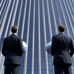 Obraz na płótnie Canvas Businessmen with Global Reach, and Skyscraper.