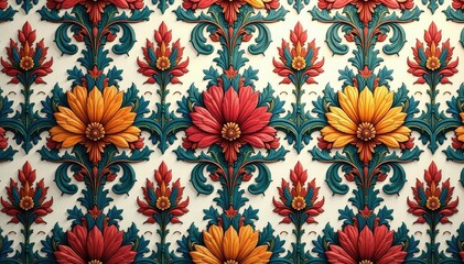 Elegant floral damask pattern, intricate details, damask pattern, luxury pattern