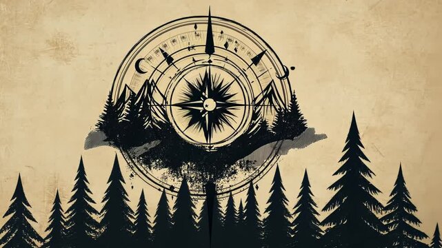 Vintage Compass in Mountains