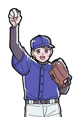 野球をする男の子のイラスト