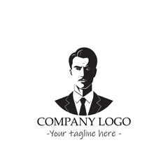 a man silhouette black and white illustration for logo company vector image