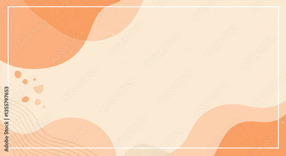 Poster abstract peach background with frame and organic shapes