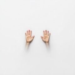 Hands Emerging from Misty White Background with Soft Lighting Effects