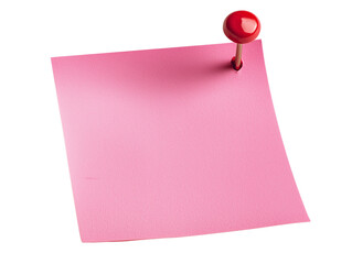 Blank Pink Sticky Note Pad with Red Push Pin Office Supplies Reminder Note