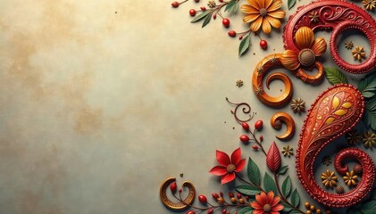 Subtle paisley pattern, muted earth tones on smooth surface , minimal, style, organic