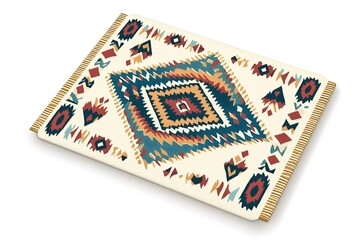 Geometric patterned rug,  isolated, decorative design,  for home decor