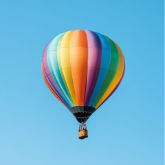 Fototapeta premium Colorful Hot Air Balloon Floating in a Clear Blue Sky
