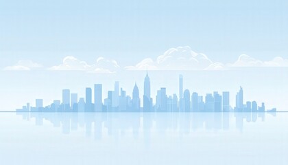 Fototapeta premium NYC Skyline Silhouette Calm Day Reflection