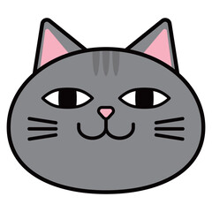 猫　イラスト　顔　サバトラ
