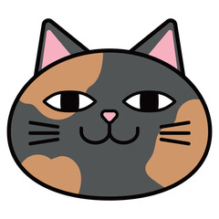 猫　イラスト　顔　サビ猫