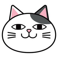 猫　イラスト　顔　ぶち猫