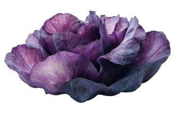 Obraz premium Beautiful purple cabbage with intricate leaves, isolated on white background.