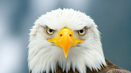 Obraz premium A close up portrait of a bald eagle looking forward
