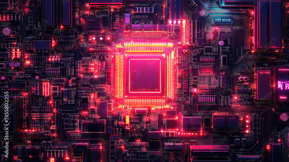 Aufkleber computer electronic circuit depicted in an abstract background emphasizing digital connections