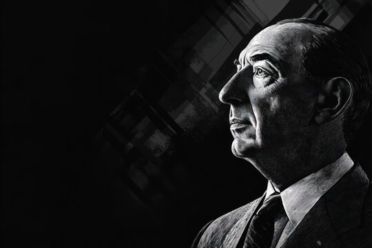 A modern and professional web banner featuring a black-and-white portrait of Adlai Stevenson, with elegant typography overlay.