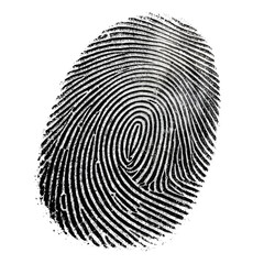 Single human fingerprint in black ink on a transparent or white PNG background.