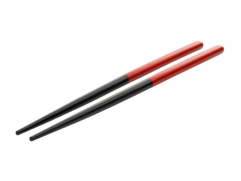 Elegant Red and Black Chopsticks Asian Cuisine Dining Utensils Close up Studio Shot