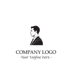 a man silhouette black and white illustration for logo company vector image