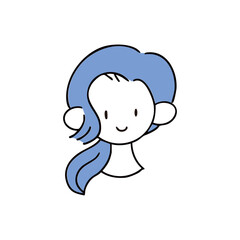 笑顔のひとつ縛りの女性　シンプルな手描き単品イラスト