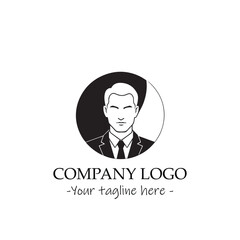 a man silhouette black and white illustration for logo company vector image