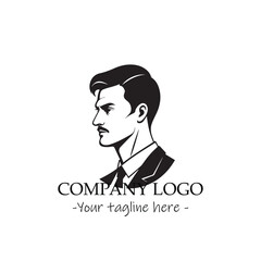 a man silhouette black and white illustration for logo company vector image