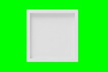 Minimalist design studio white picture frames and clean digital art aesthetics