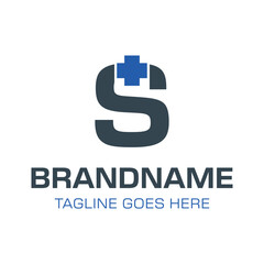Letter S Plus Medical Health Logo, symbolizing medical care, health, and wellness