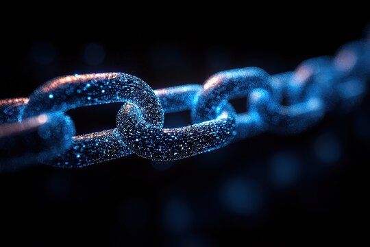 * A conceptual image of blockchain technology enabling transparent, tamper-proof operations for a corporate environment