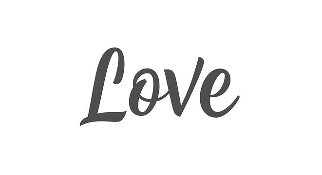 Calligraphic Love Text on White Background for Graphic Designs