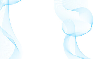 Abstract blue fading linear wave on white background. Futuristic dynamic motion concept. Flowing wavy lines pattern.