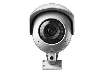 3D direct front view of security camera, Isolated on transparent or white background