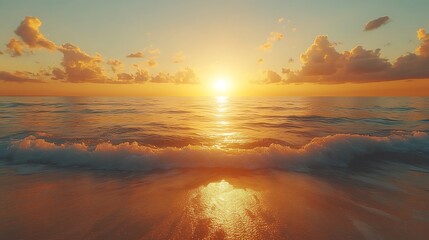 Beautiful ocean scene featuring a bright setting sun over the water