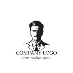 a man silhouette black and white illustration for logo company vector image